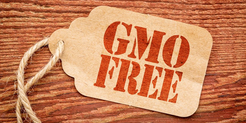 GMO free sign on paper price tag